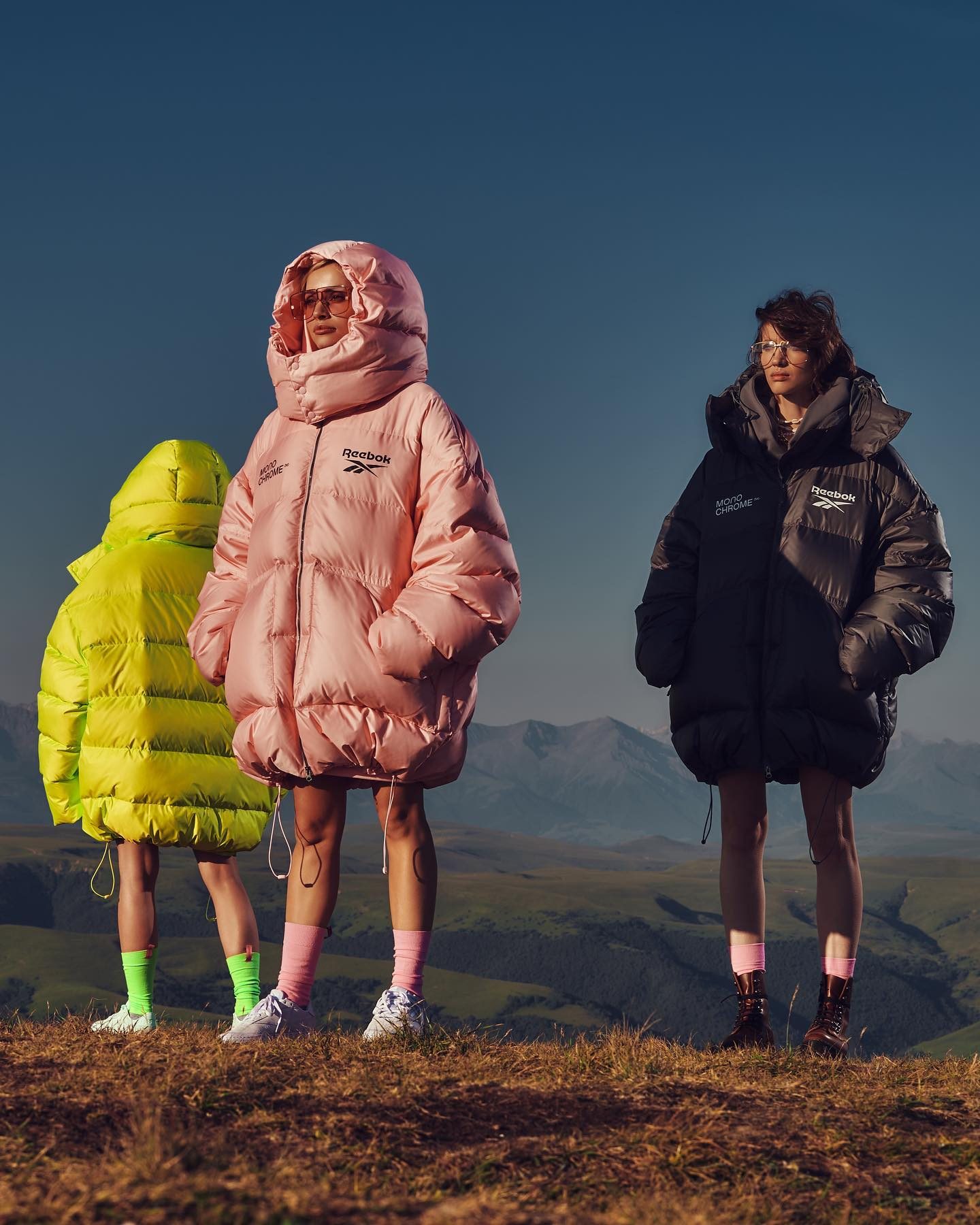 Пуховики DOWN JACKETS: ACID YELLOW, COLD GREY, PINK GLOW